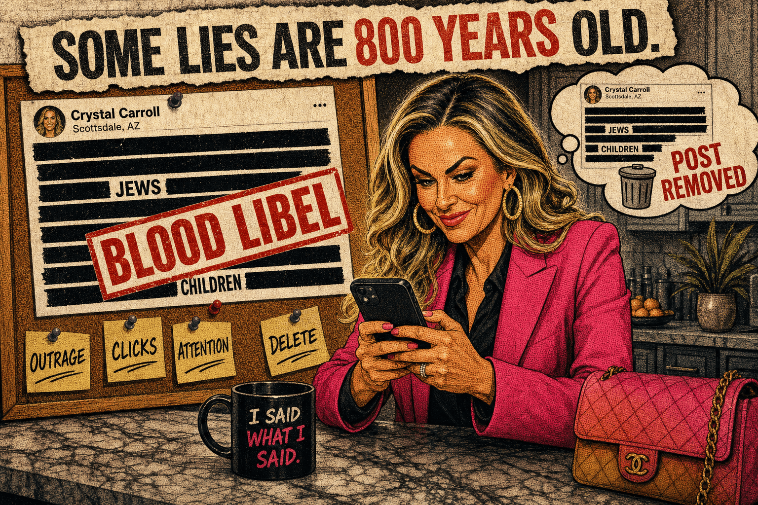 She spread blood libel about Jewish people. Then she deleted it.